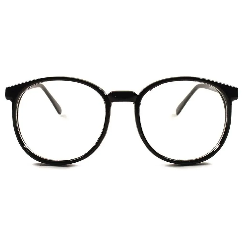 Oversized Round Black Clear Lens Glasses Retro Women's